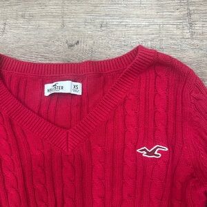 Hollister V-Neck Sweater in Vibrant Red